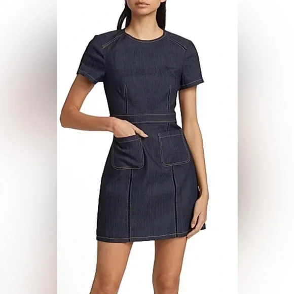 NEW Cinq à Sept Giana Stretch Denim Minidress 4 - Picture 1 of 13